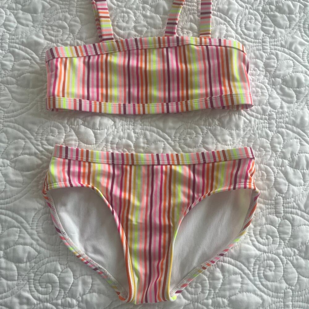 Girls striped Cat & Jack bikini size medium 7/8